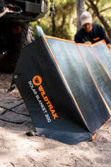 Wildtrak™ 300W Folding Solar Blanket (A-Grade with ETFE Coating, Built in Stand, IP65 Waterproof & Carry Bag) for Off-Grid Living, Camping, 4WD & Caravan Adventures