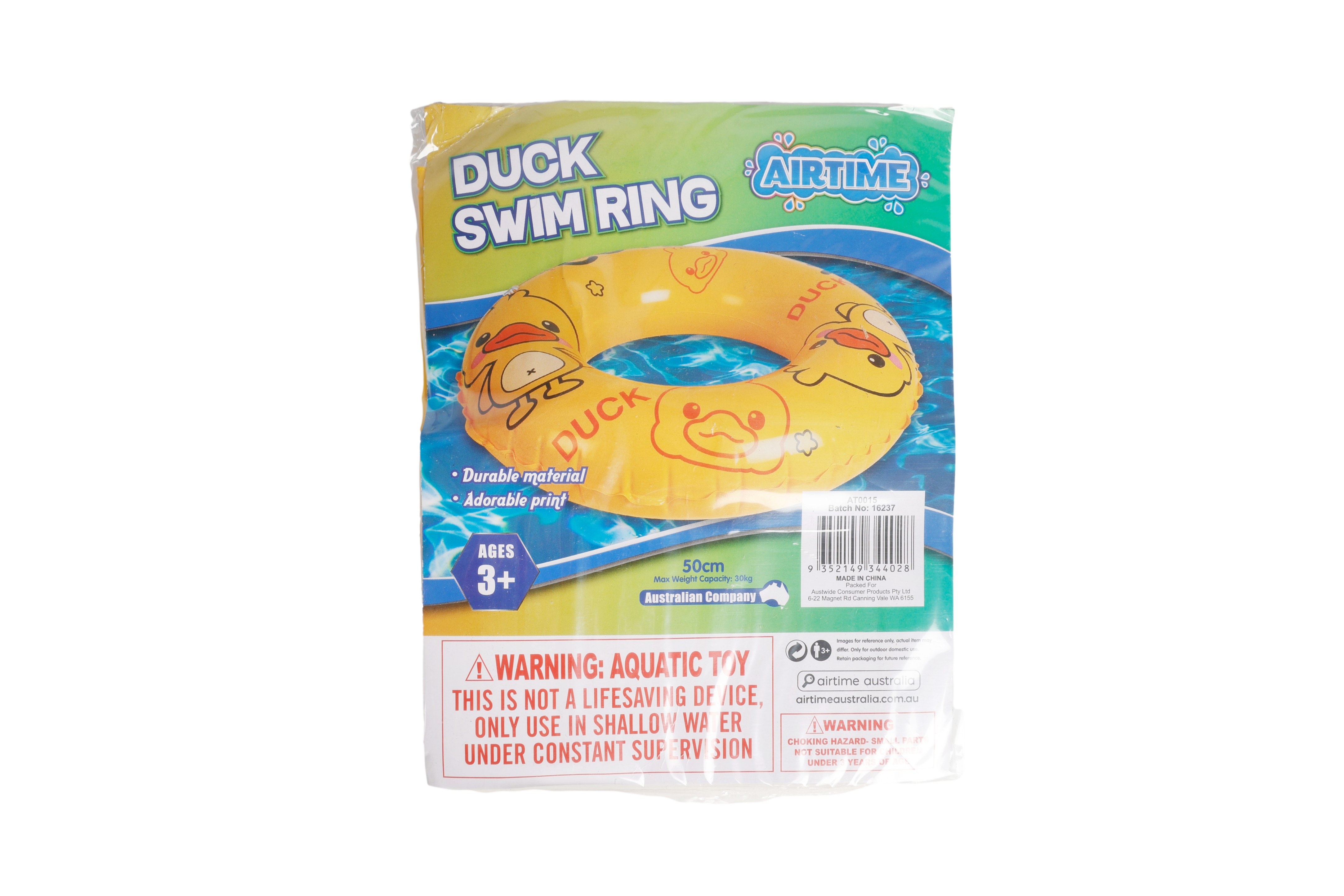 AirTime™ Kids Inflatable Duck Swim Ring 50cm - Ages 3+