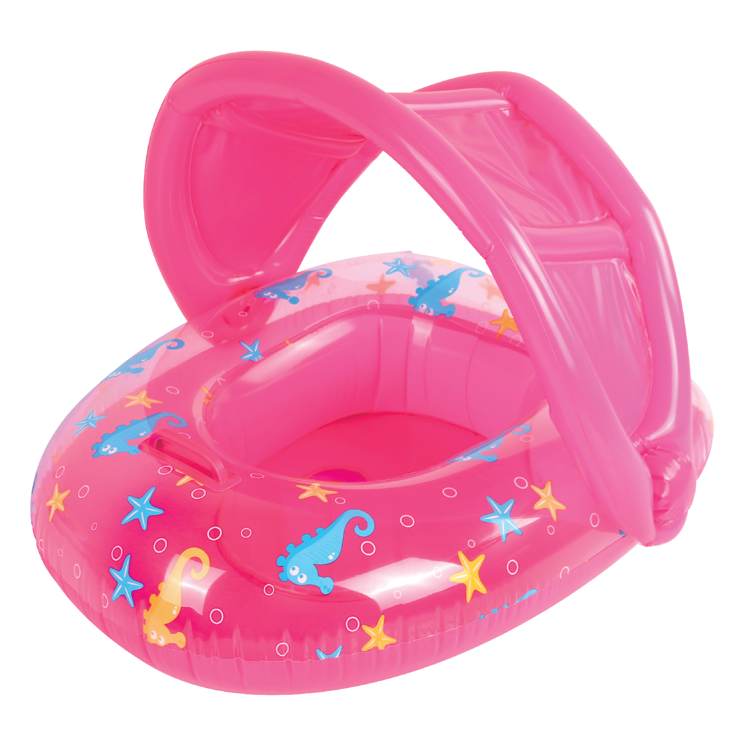 AirTime™ Inflatable Sealife Baby Float with Canopy Pink 90x76cm - Age 1-2yrs