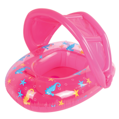 AirTime™ Inflatable Sealife Baby Float with Canopy Pink 90x76cm - Age 1-2yrs