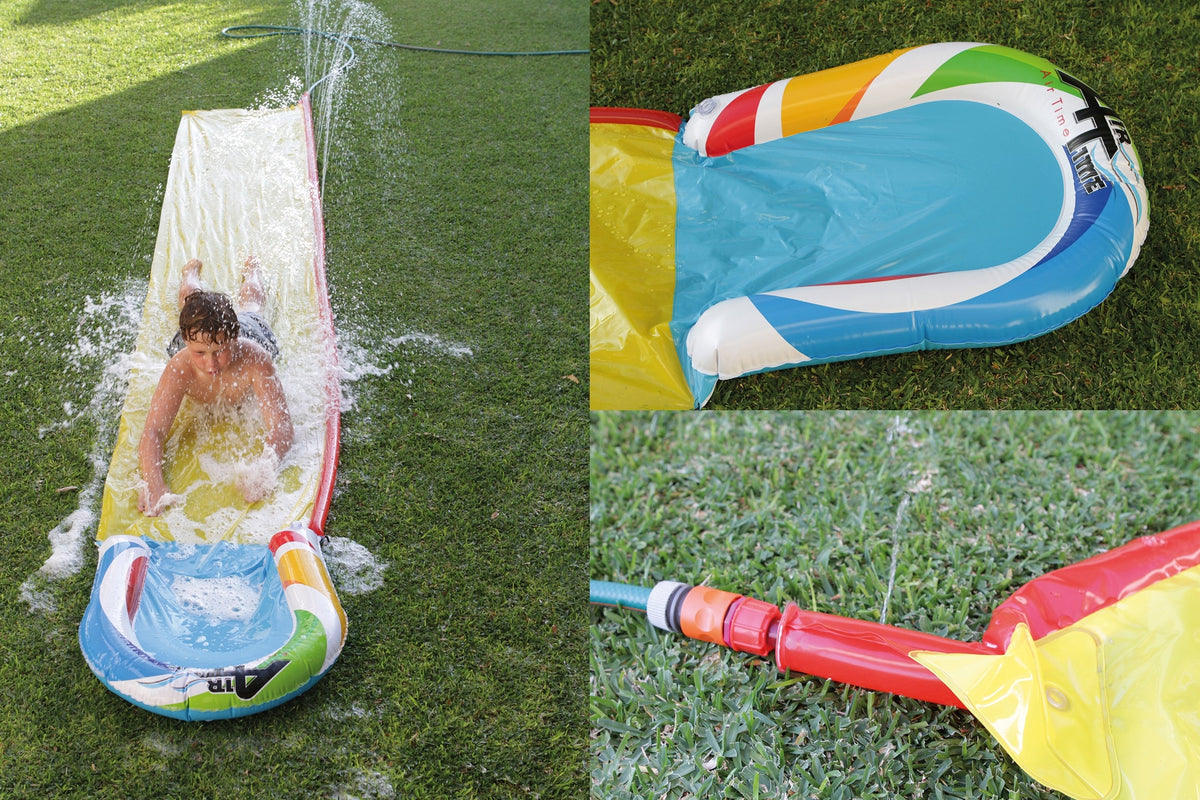 AirTime™ Single Waterslide, Sprays Water, Connects to hose, Catcher 4.9m