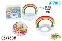 AirTime™ Extra Large Inflatable Rainbow Swim Ring 85x75cm - Ages 6+