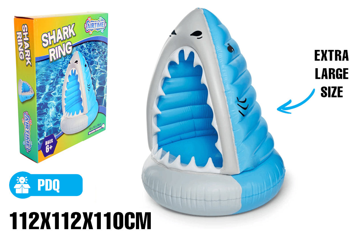 AirTime™ Extra Large Inflatable Shark Mouth Swim Ring 112cm Age6+