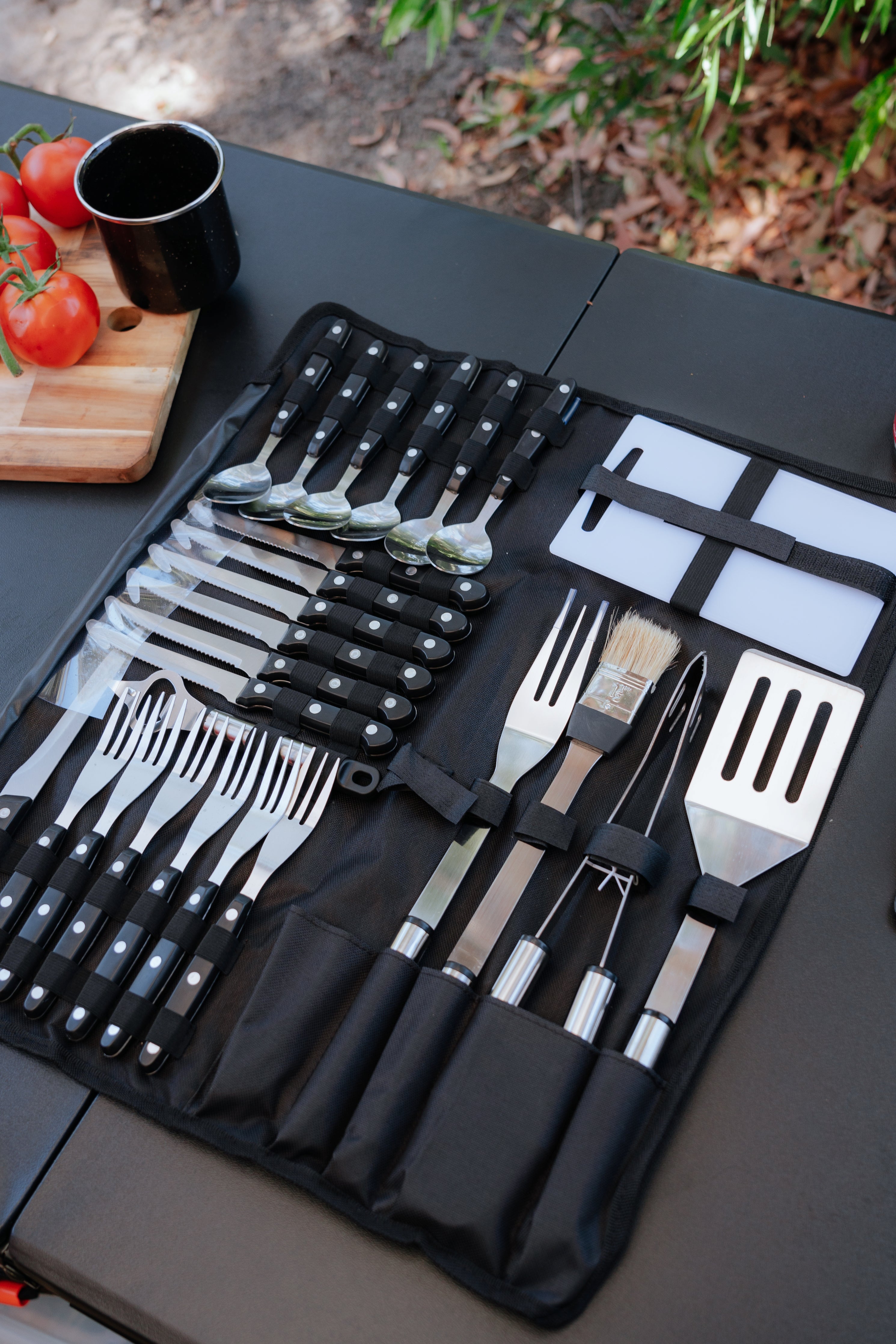 Wildtrak™ 26 Piece Stainless Steel Cutlery and BBQ Set in Canvas Wrap with Handles