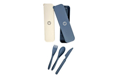 Wheat Straw Cutlery Set in carry case - Available in Blue or Natural