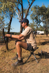 WILDTRAK™ AYR Foldable 4Leg, Compact, Lightweight, Padded Seat, Stool, Camp Chair, Weight Rated 120kg, Carry Bag with Shoulder Strap