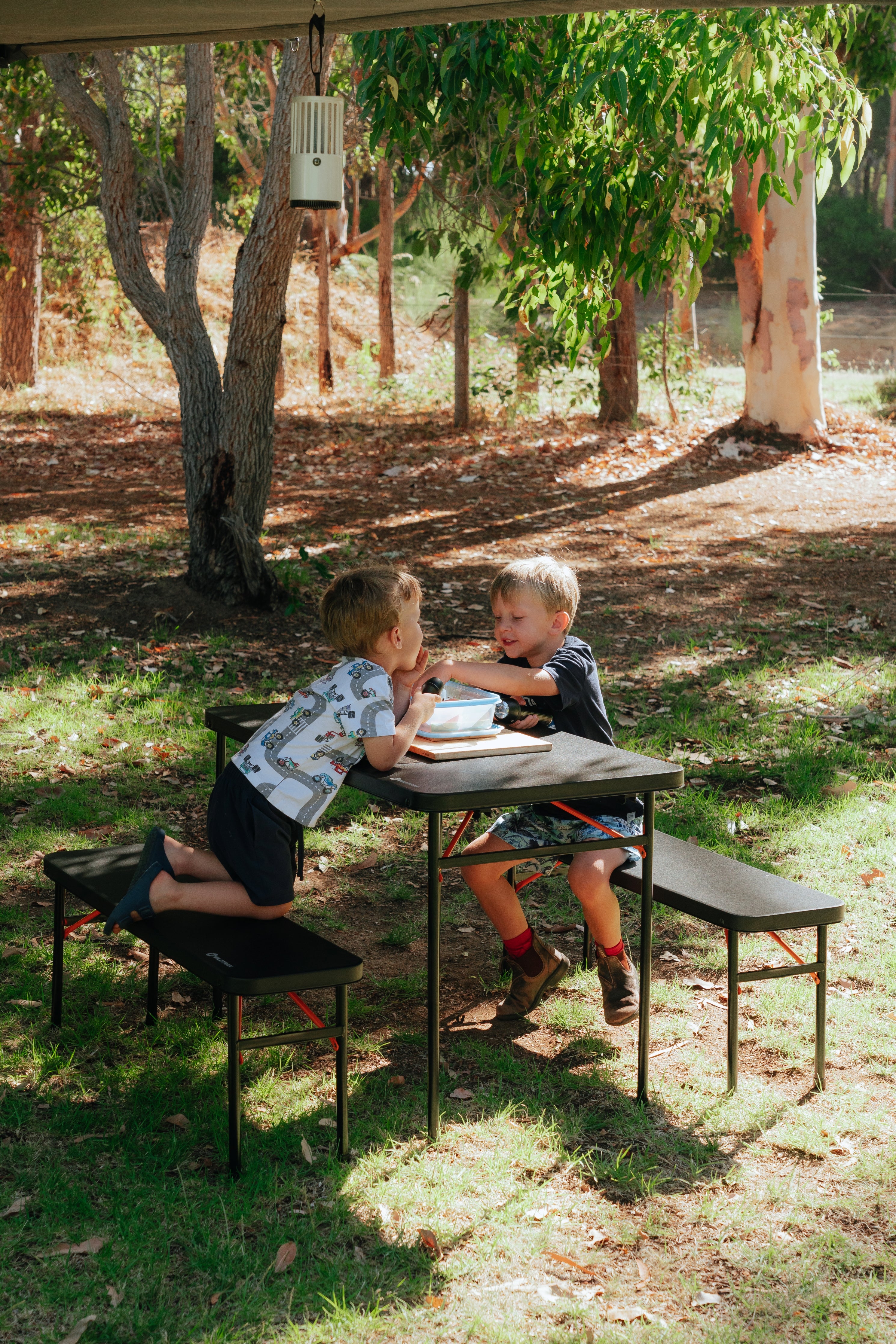 Wildtrak™ 3pc Picnic Table & Bench Set, Vacuum Moulded, Auto Lock, Folds Flat for Storage, Carry Handle, Great for Families, Camping Outdoors