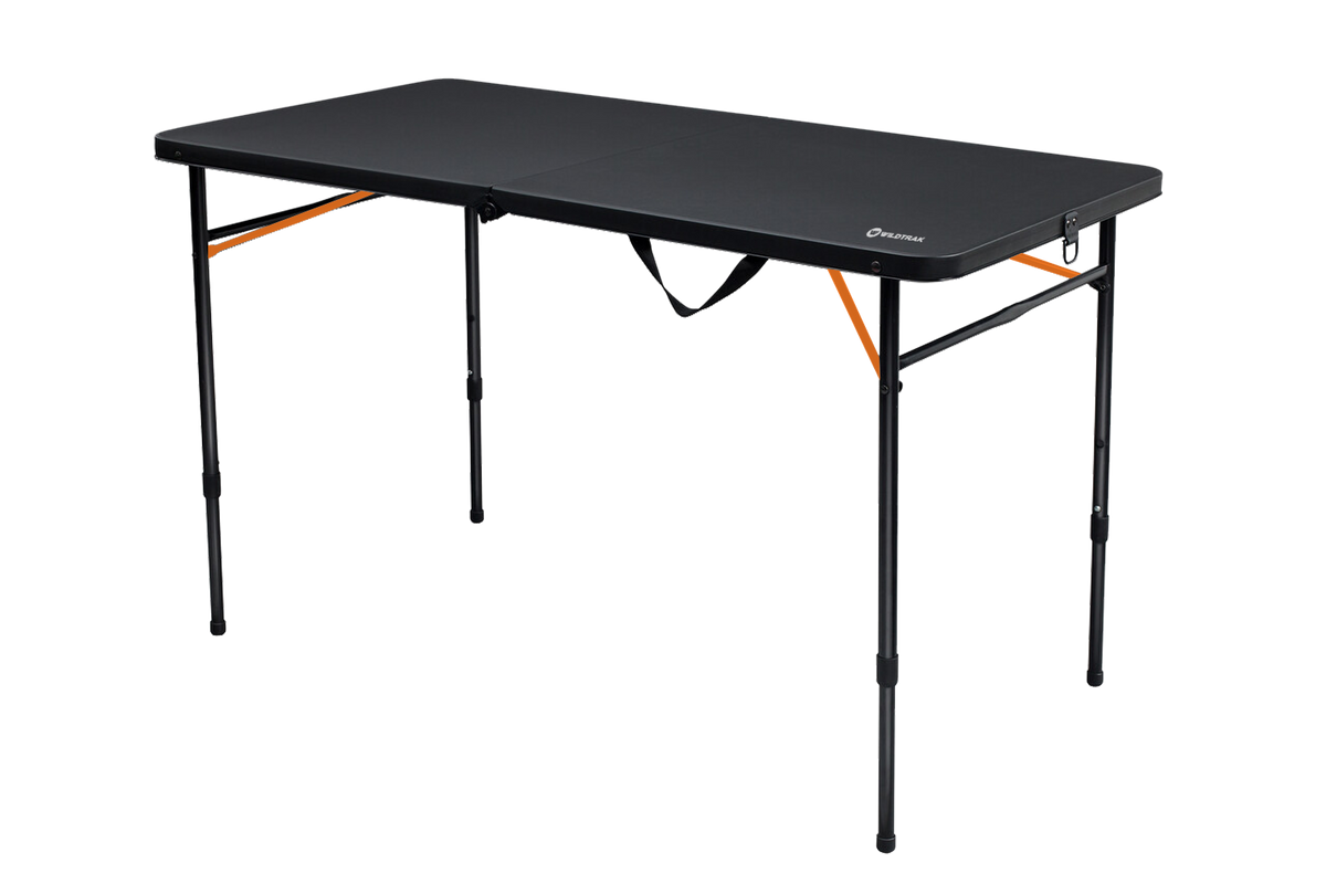 Wildtrak™ Bi-Fold Black Camp Table with Carry Handle 100x51x71cm