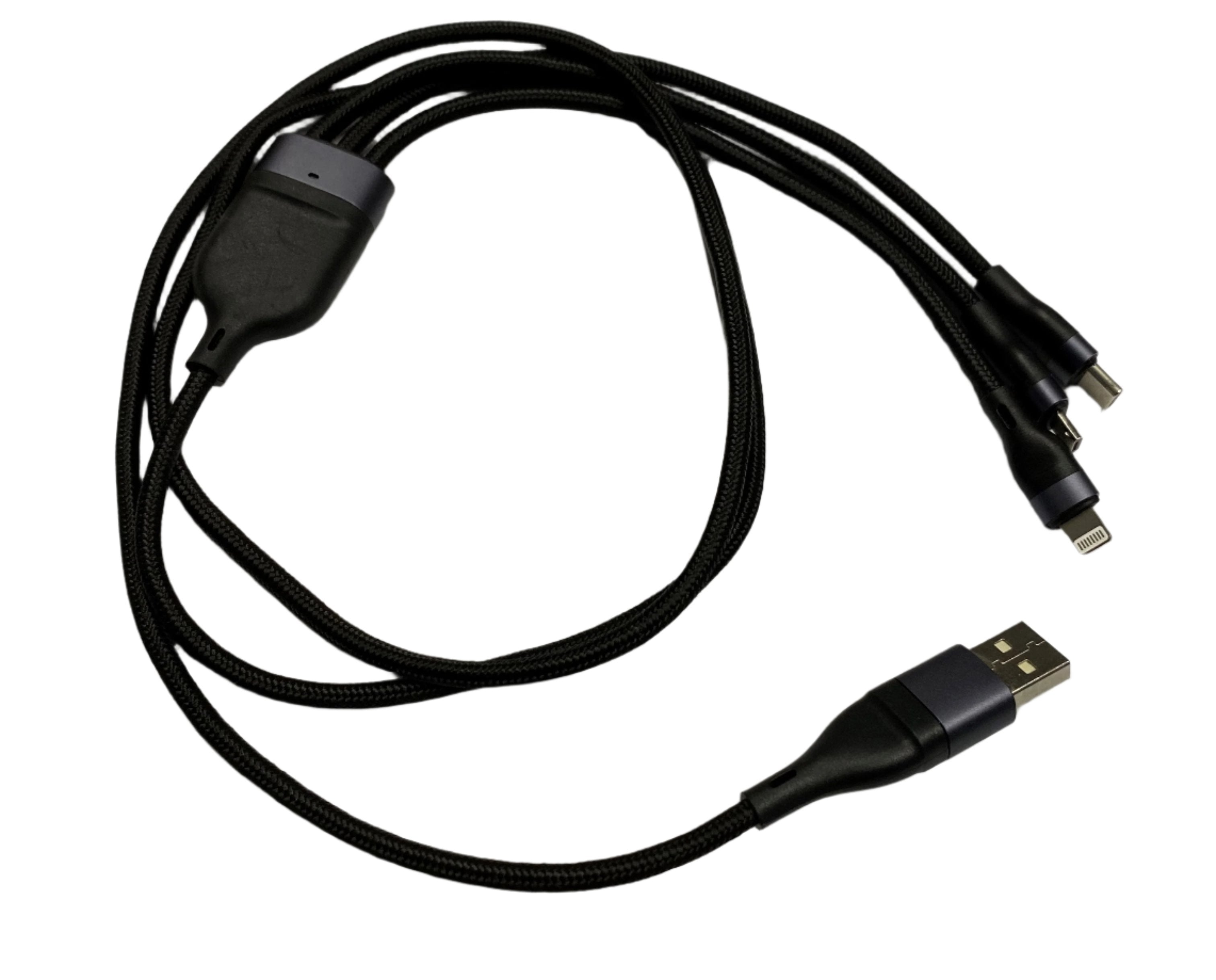 CHARGER CABLE USB 3 WAY 60W TYPE C PD QC3.0 AND MICRO