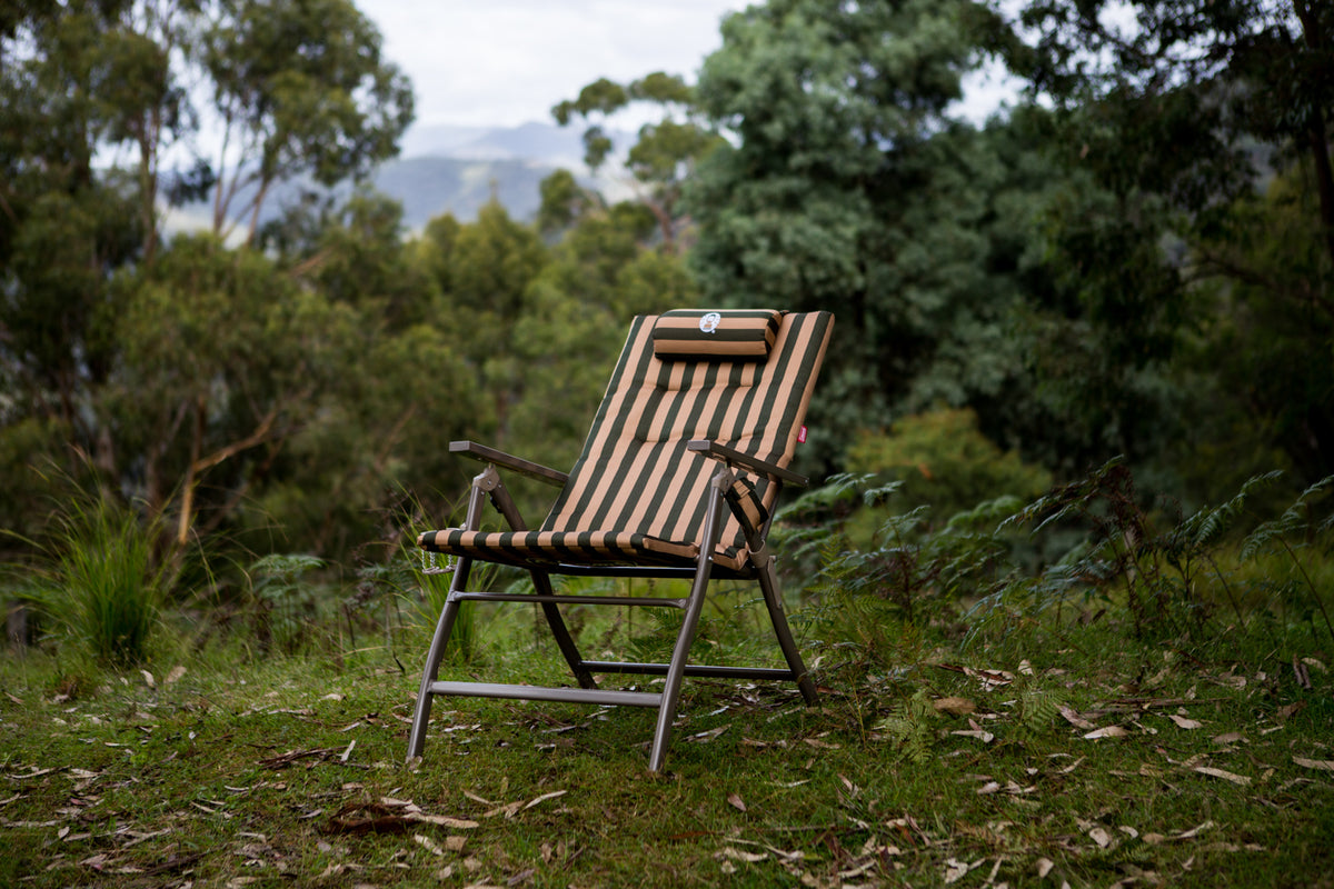 Coleman™ Classic 5 Position Reclining Camp Chair with Padded Seat, Fold Flat, Head Rest, Drink Holder 130kg