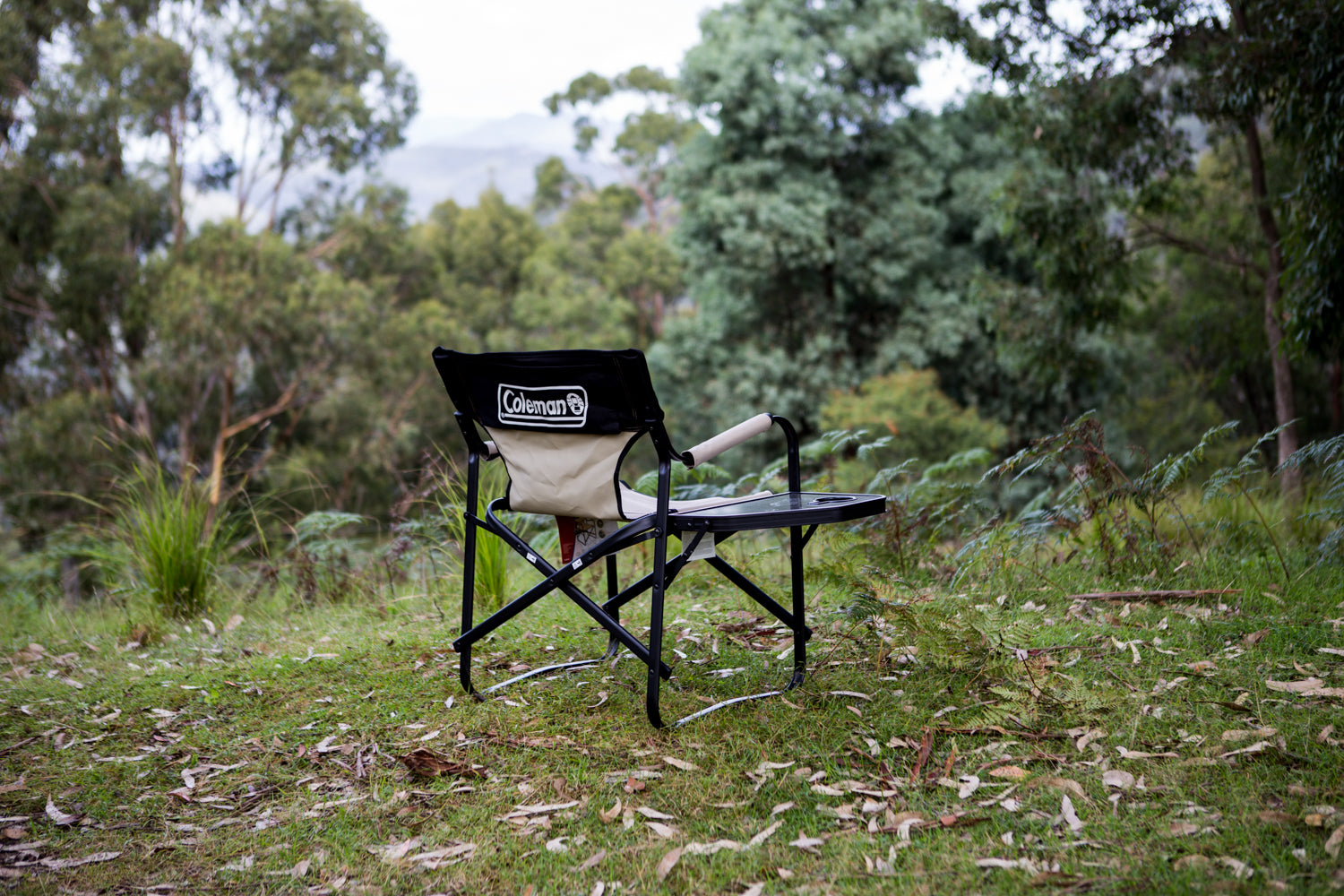 Coleman™ Flat Fold Steel Oversized Directors Chair with Side Table, Storage Pocket, Drink Holder and Carry Bag with Strap