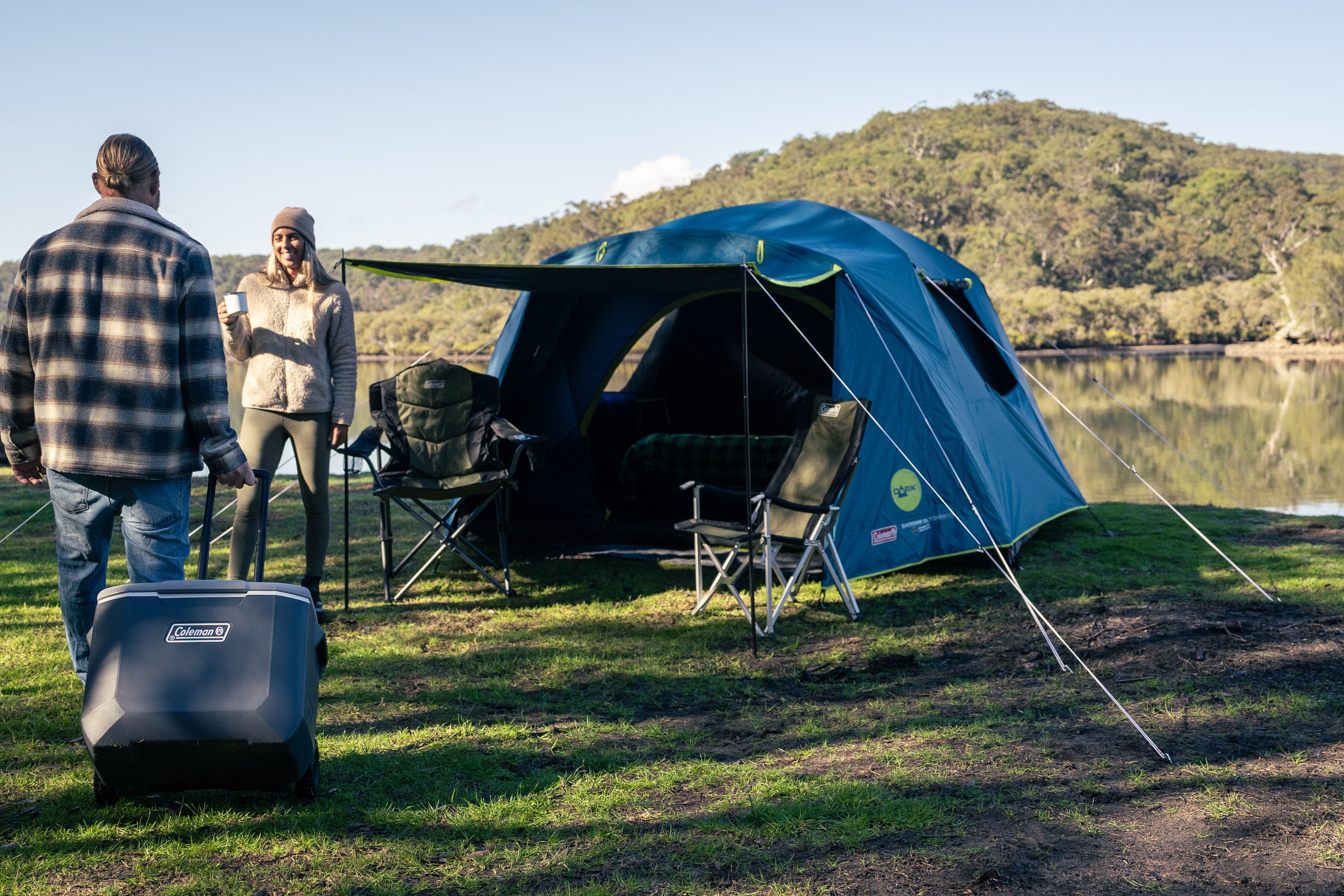 Coleman™ Extreme Daintree Cooler 57L Grey with Heavy Duty Wheels Retractable Towing Handle and Side Carry Handles