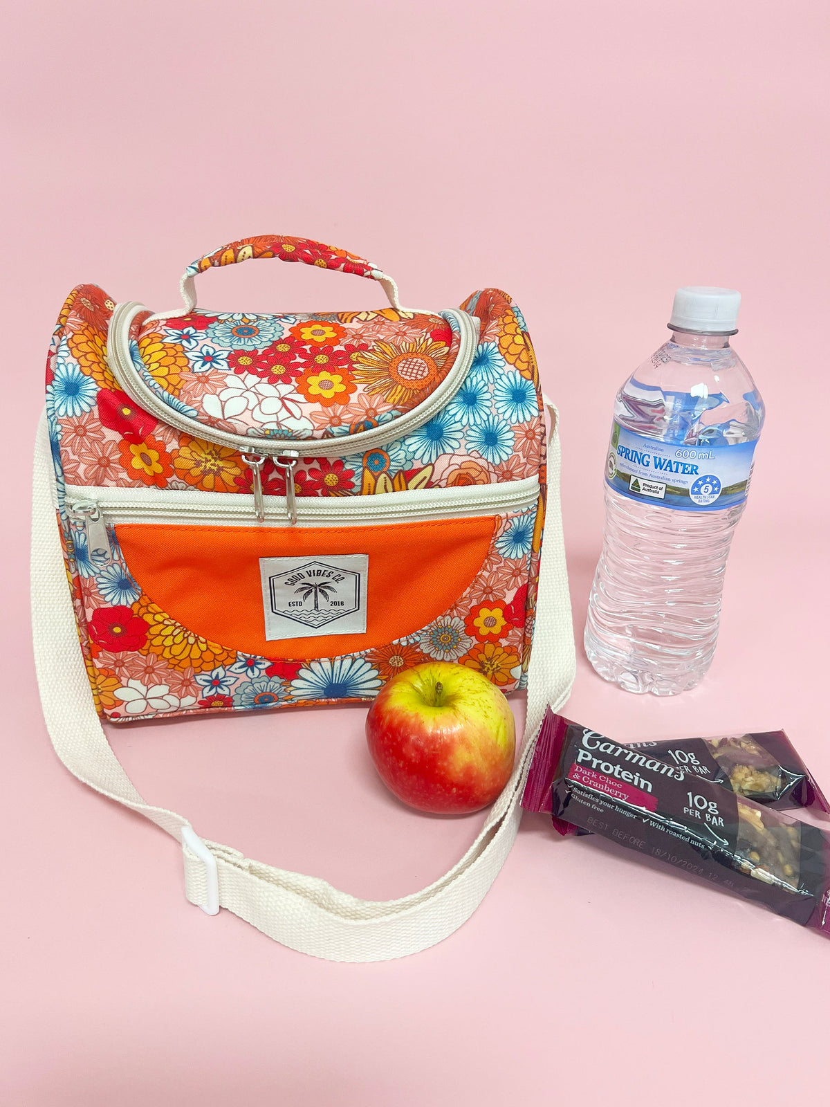 Good Vibes™ Lunch Cooler Companion, Removable Shoulder Strap, Zipped Storage Pocket - Retro Summer