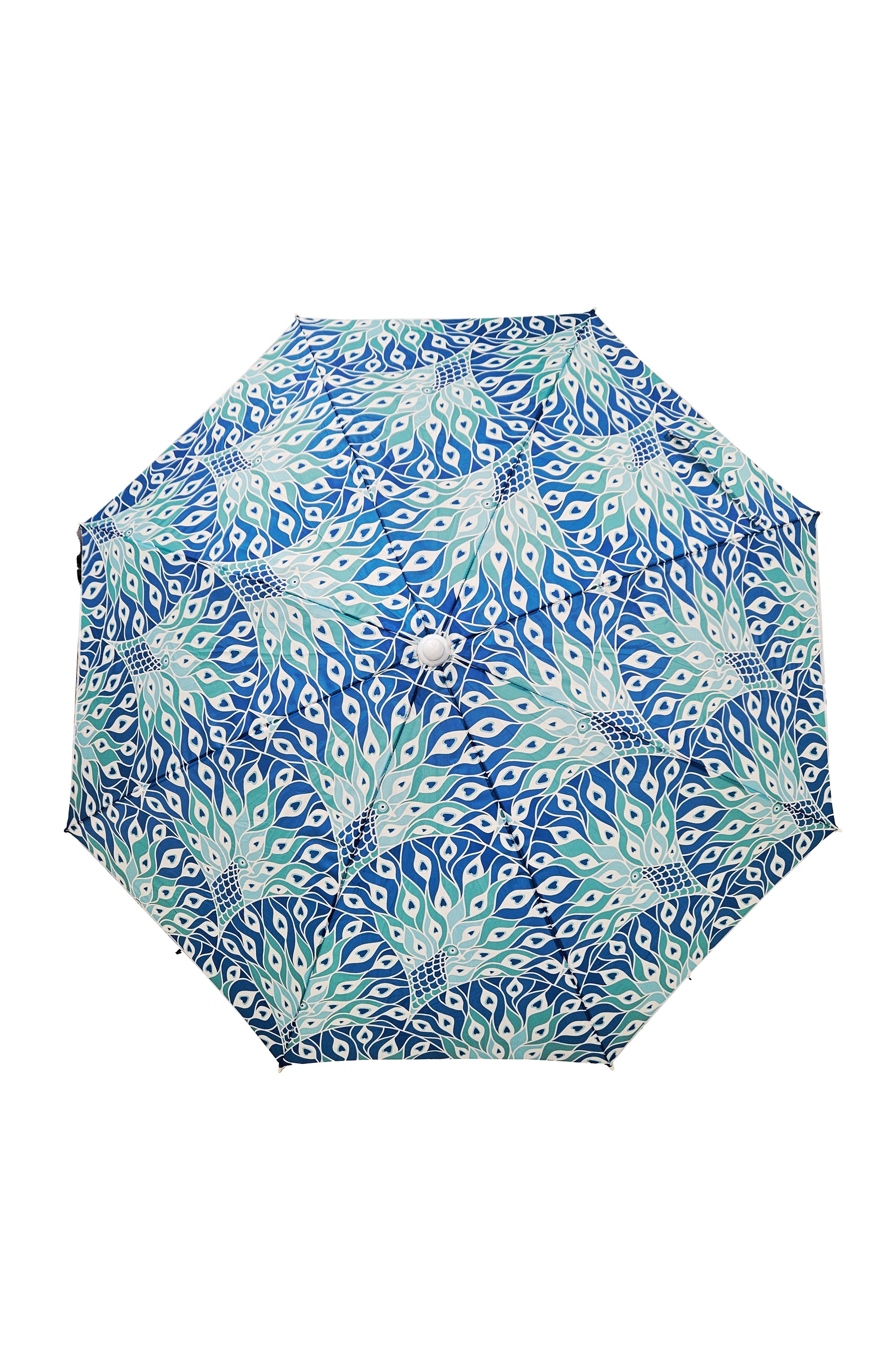 Good Vibes™ 1.8m Beach Umbrella with Carry Bag, Shoulder Strap - Peacock Paradise