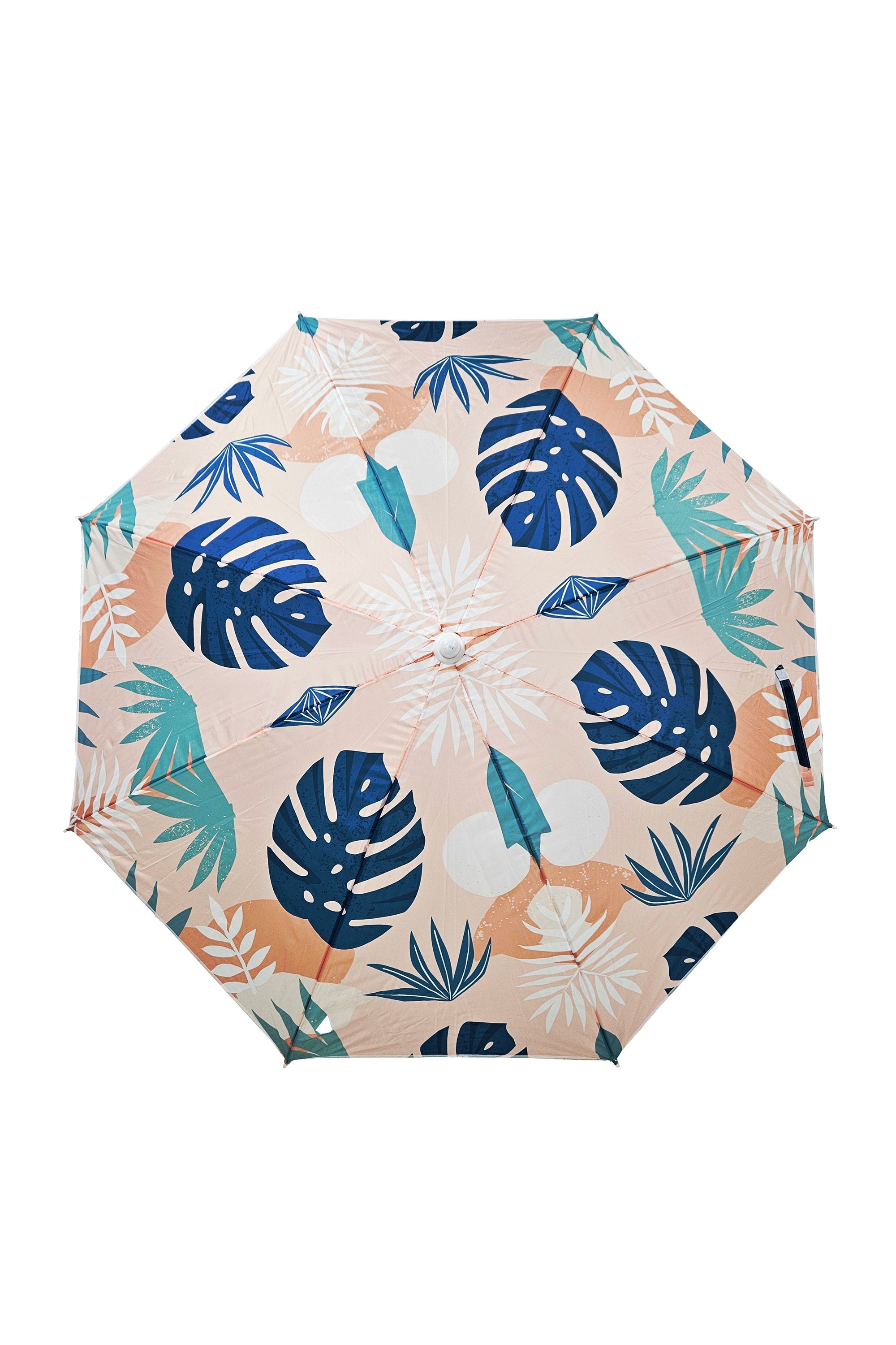 Good Vibes™ 1.6m Beach Umbrella with Carry Bag, Shoulder Strap - Blush Palm