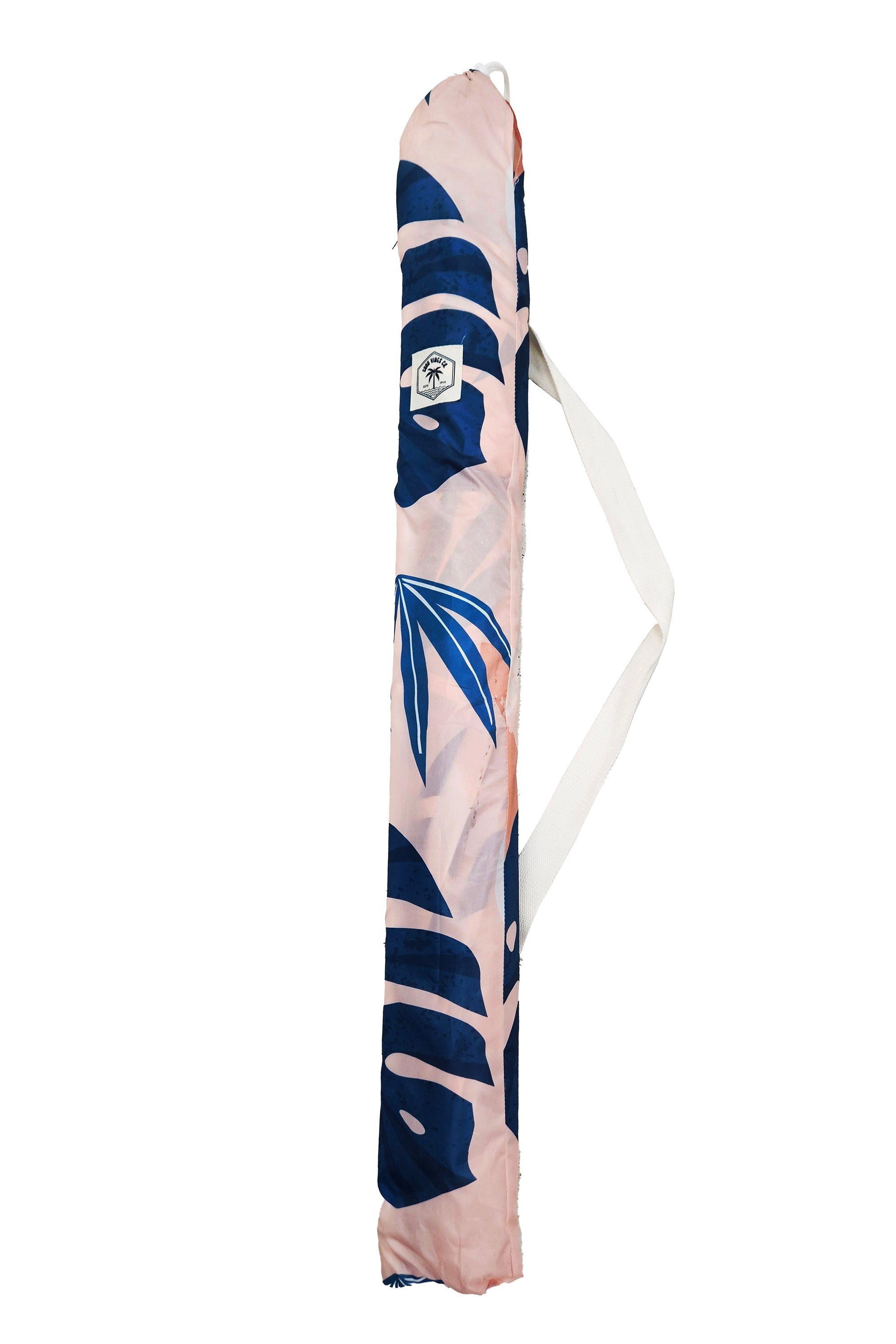 Good Vibes™ 1.6m Beach Umbrella with Carry Bag, Shoulder Strap - Blush Palm