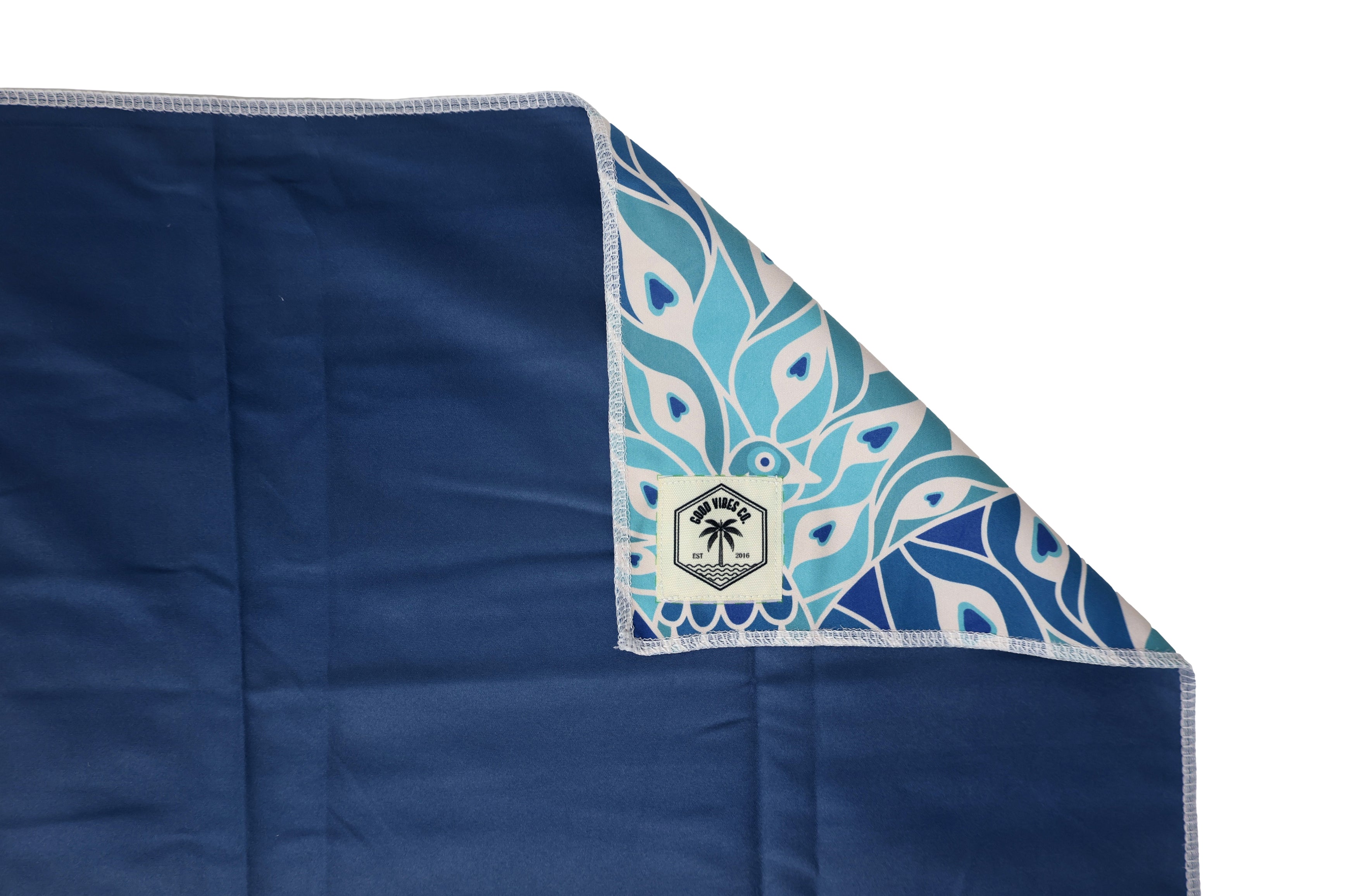 Good Vibes™ 160cm Microfibre Beach Towel with Storage Bag , Sand-Resistant, Eco Friendly, Double Sided - Peacock Paradise