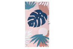 Good Vibes™ 160cm Microfibre Beach Towel with Storage Bag , Sand-Resistant, Eco Friendly, Double Sided - Blush Palm