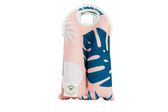 Good Vibes™ Neoprene Double Bottle Holder Bag - Blush Palm