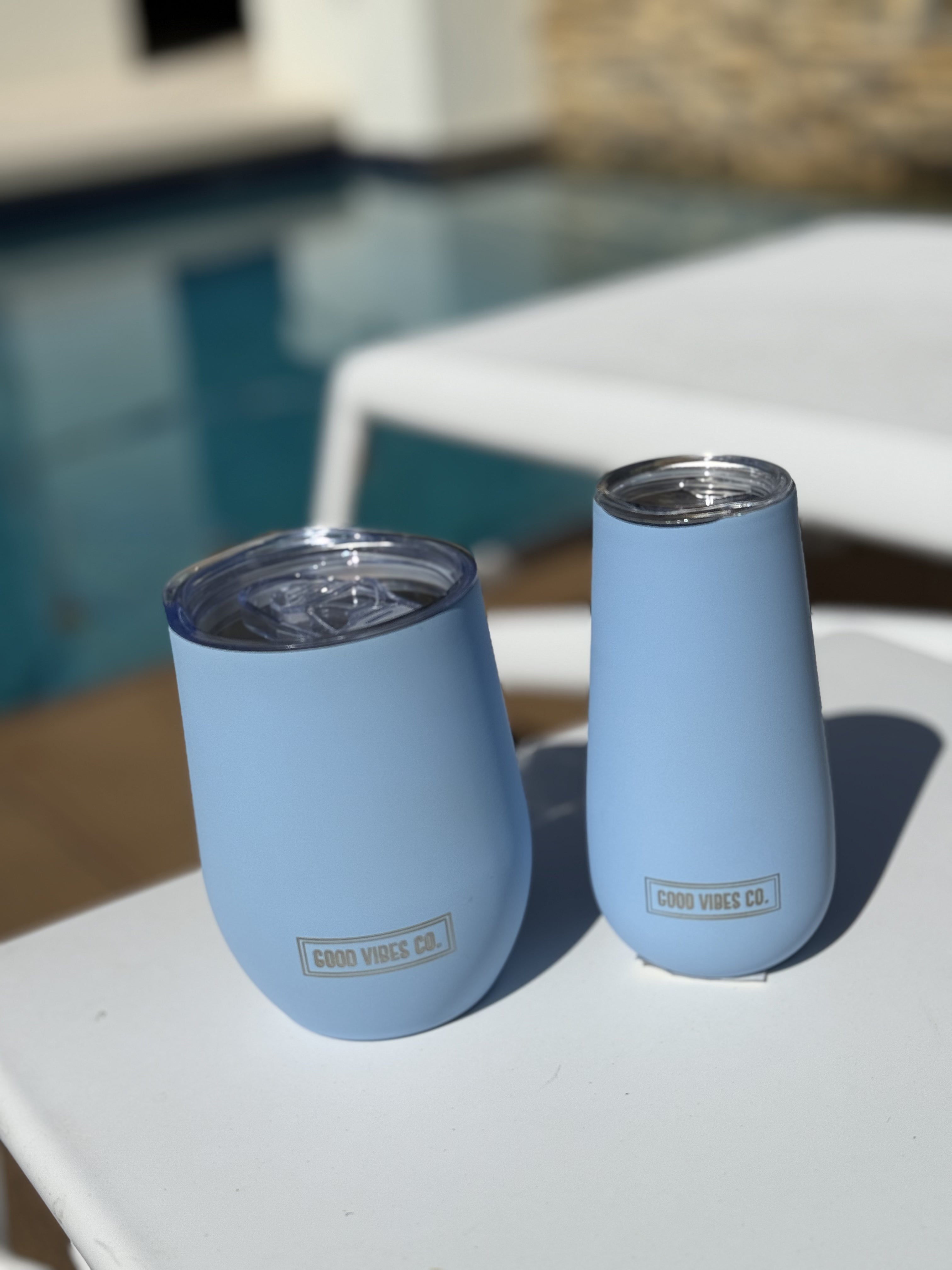 Good Vibes™ 295ml Insulated Double Wall Stainless Steel Travel Cup with Lid, Durable Matt Finish - Bay Blue