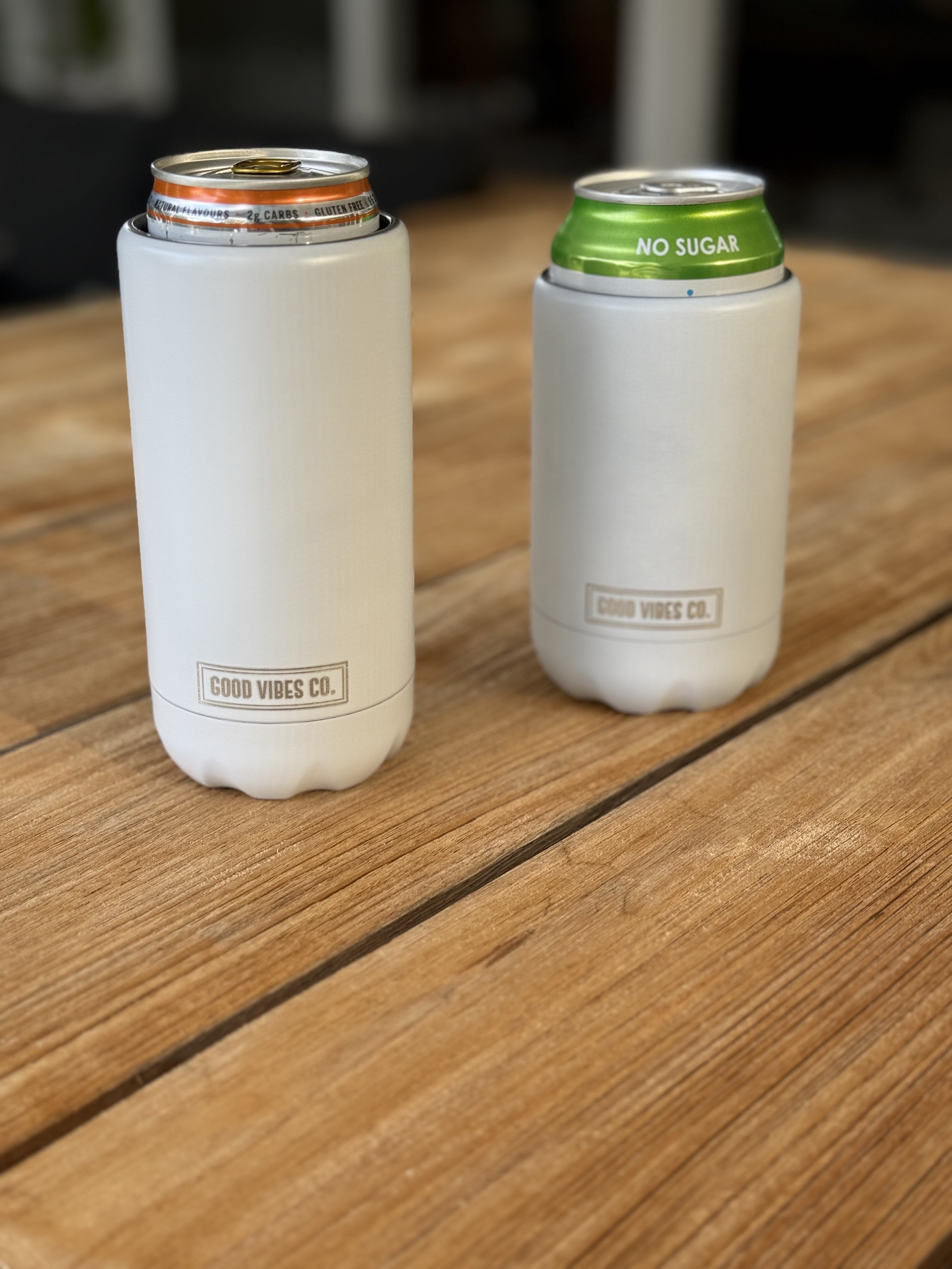 Good Vibes™ Insulated Double Wall Stainless Steel Skinny Bottle & Can Cooler - Dove White