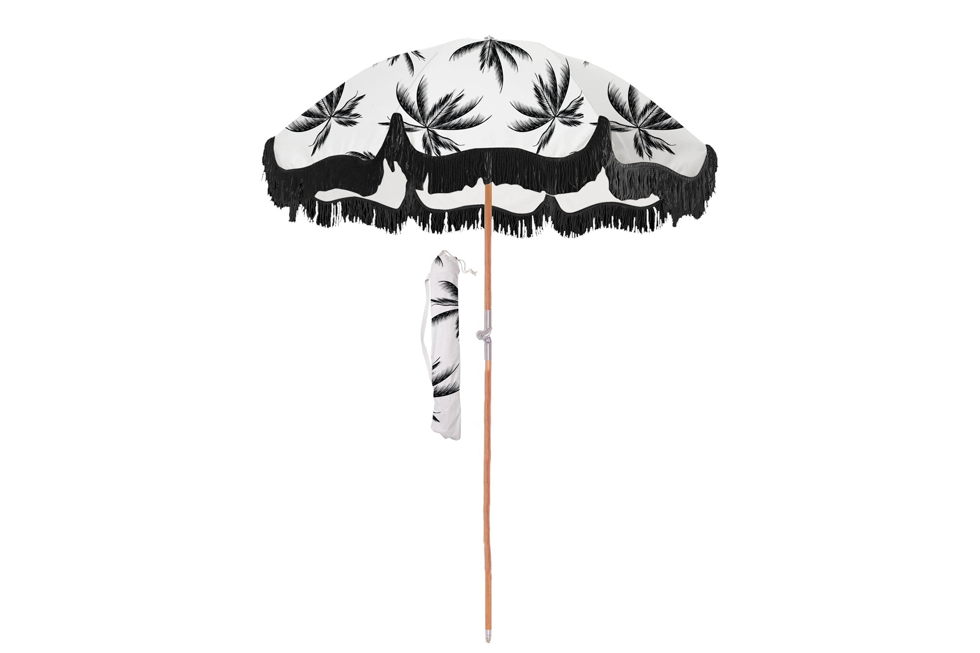 Good Vibes™ 2m Premium 100% Canvas Beach Umbrella, UV50+, Wood Pole, Cotton Tassels, Tilting Mechanism, Sand Screw  - Terracotta Blush