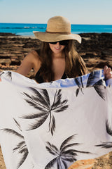 Good Vibes™ 160cm Microfibre Beach Towel with Storage Bag , Sand-Resistant, Eco Friendly, Double Sided - Havana