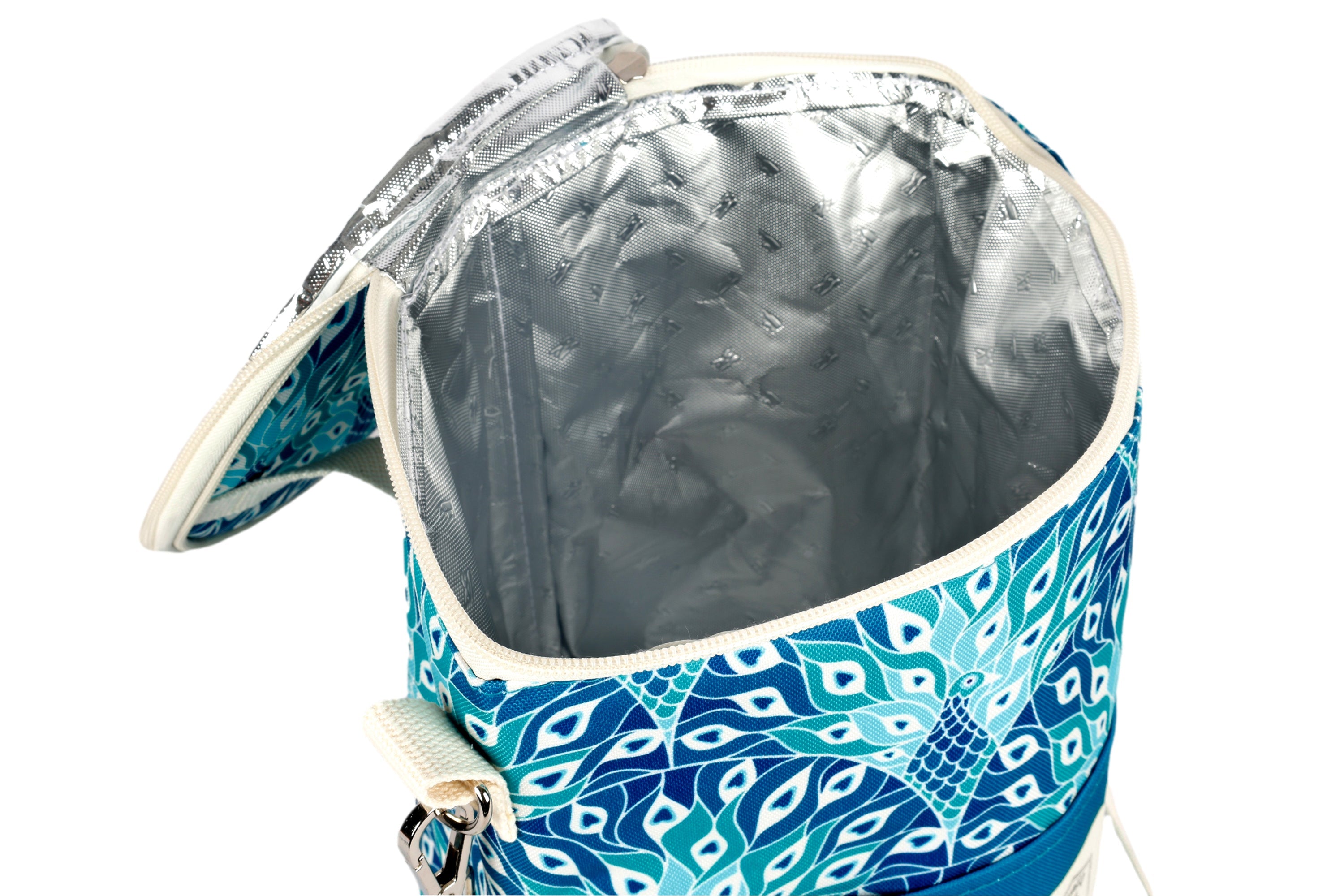 Good Vibes™ Insulated Barrel Cooler Bag with Shoulder Strap - Peacock Paradise