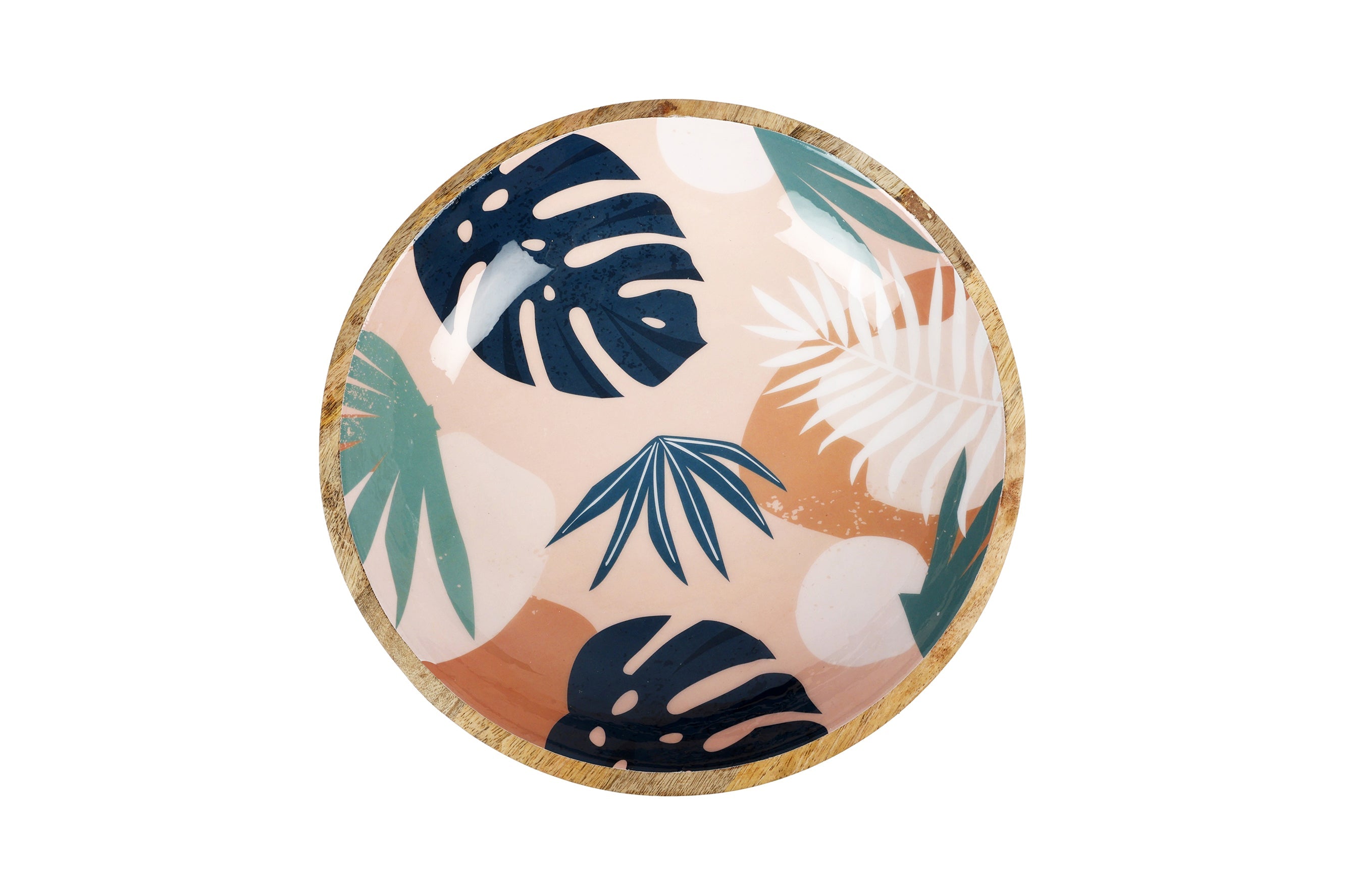 Good Vibes™ Mango Wood and Enamel Salad Bowl 31cm - Blush Palm