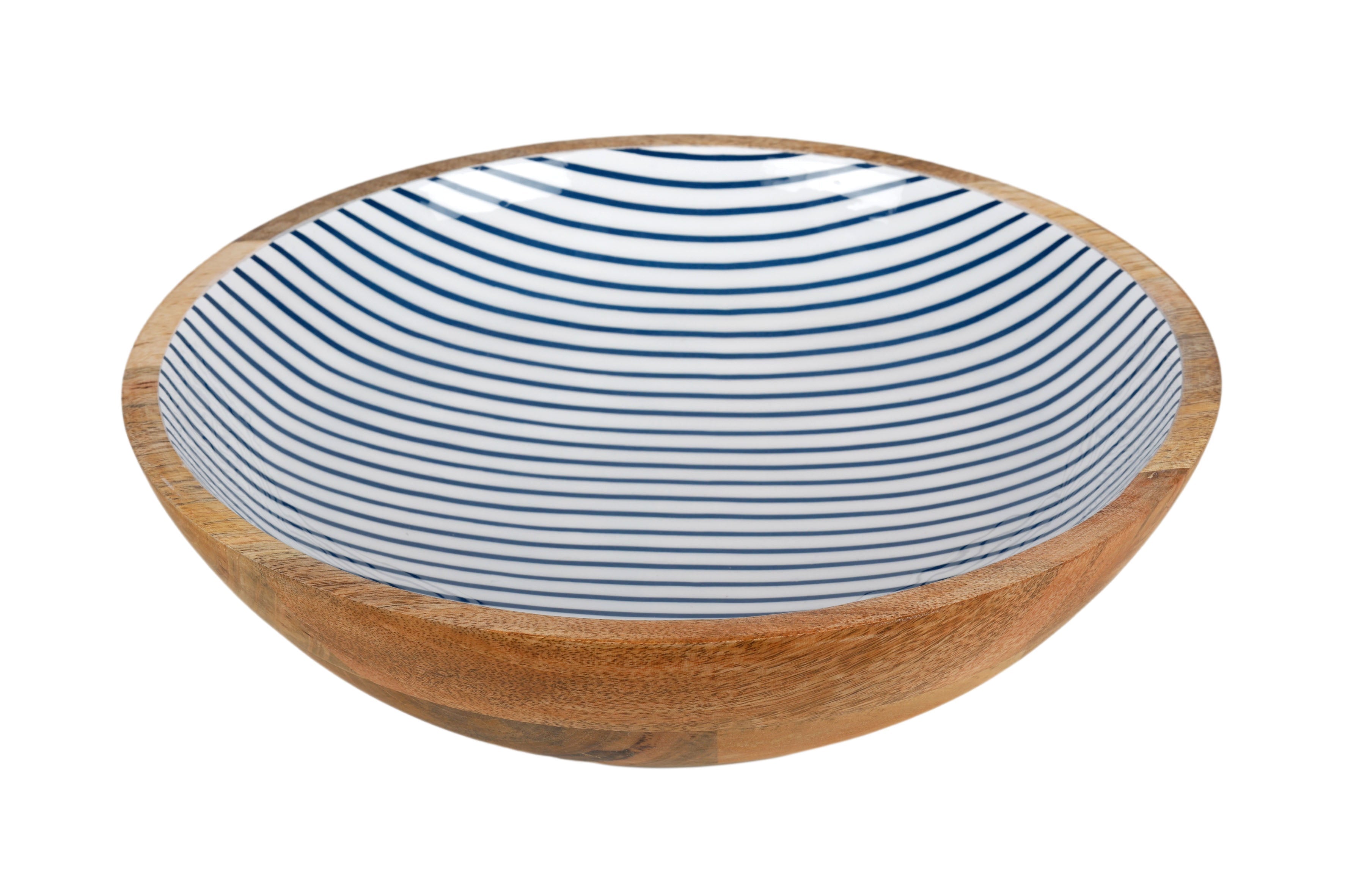 Good Vibes™ Mango Wood and Enamel Salad Bowl 31cm - Mediterranean