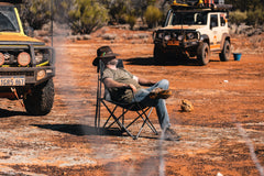 Wildtrak™ Varley Camp Chair with High-tensile Steel Frame, Cushioned Back Rest, Drink Holder, Weight Rated 136kg, Headrest Storage Pocket , Carry Bag with Shoulder Strap