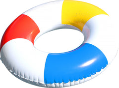 AirTime™ Large Inflatable Swim Ring - Red Yellow Blue Stripe 80cm