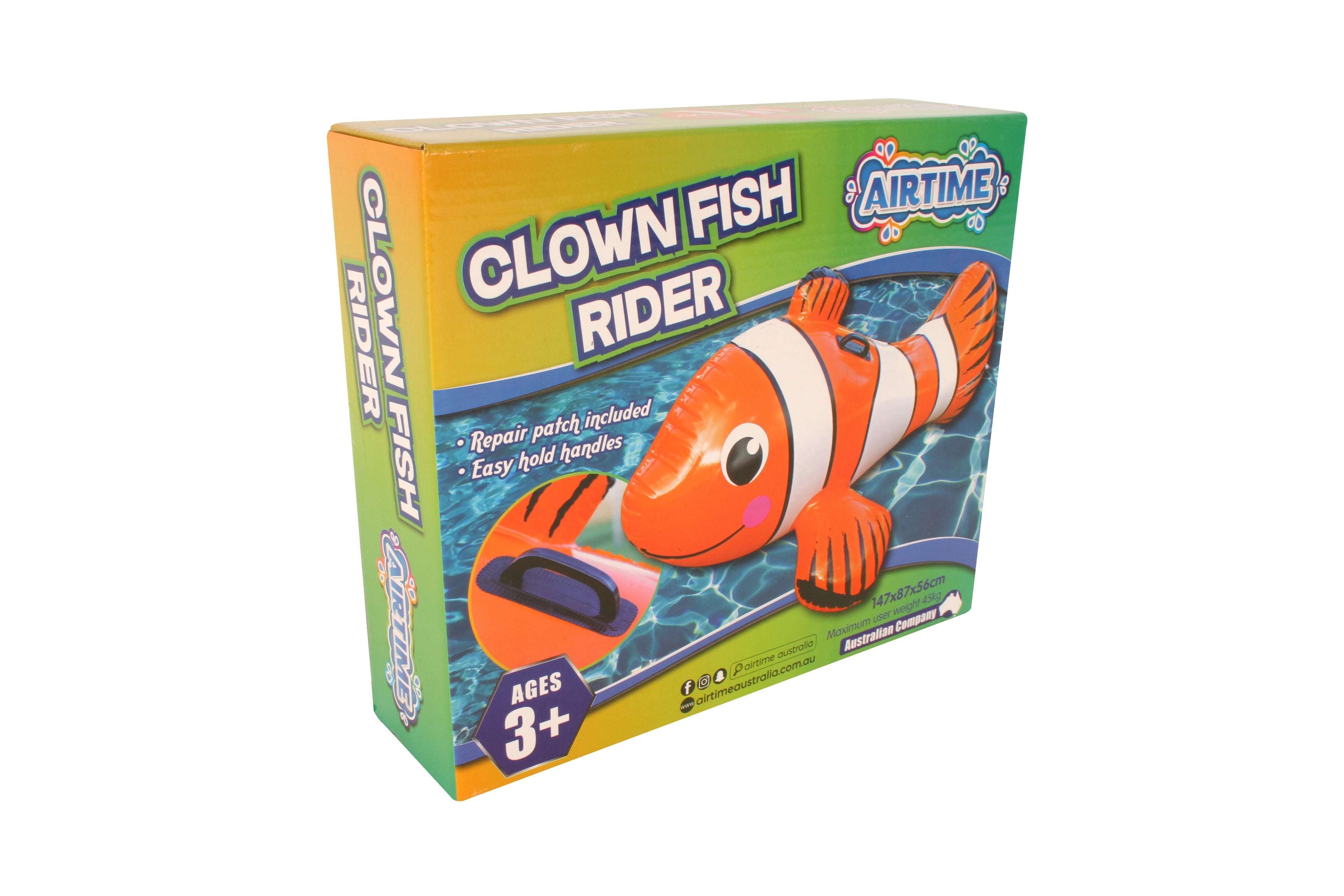 AirTime™ Inflatable Jumbo Clown Fish with Handles 147x87x56cm - Ages 3+