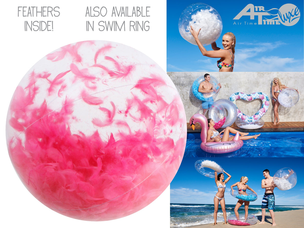 AirTime™ Large Inflatable Pink Feather Beach Ball 60cm