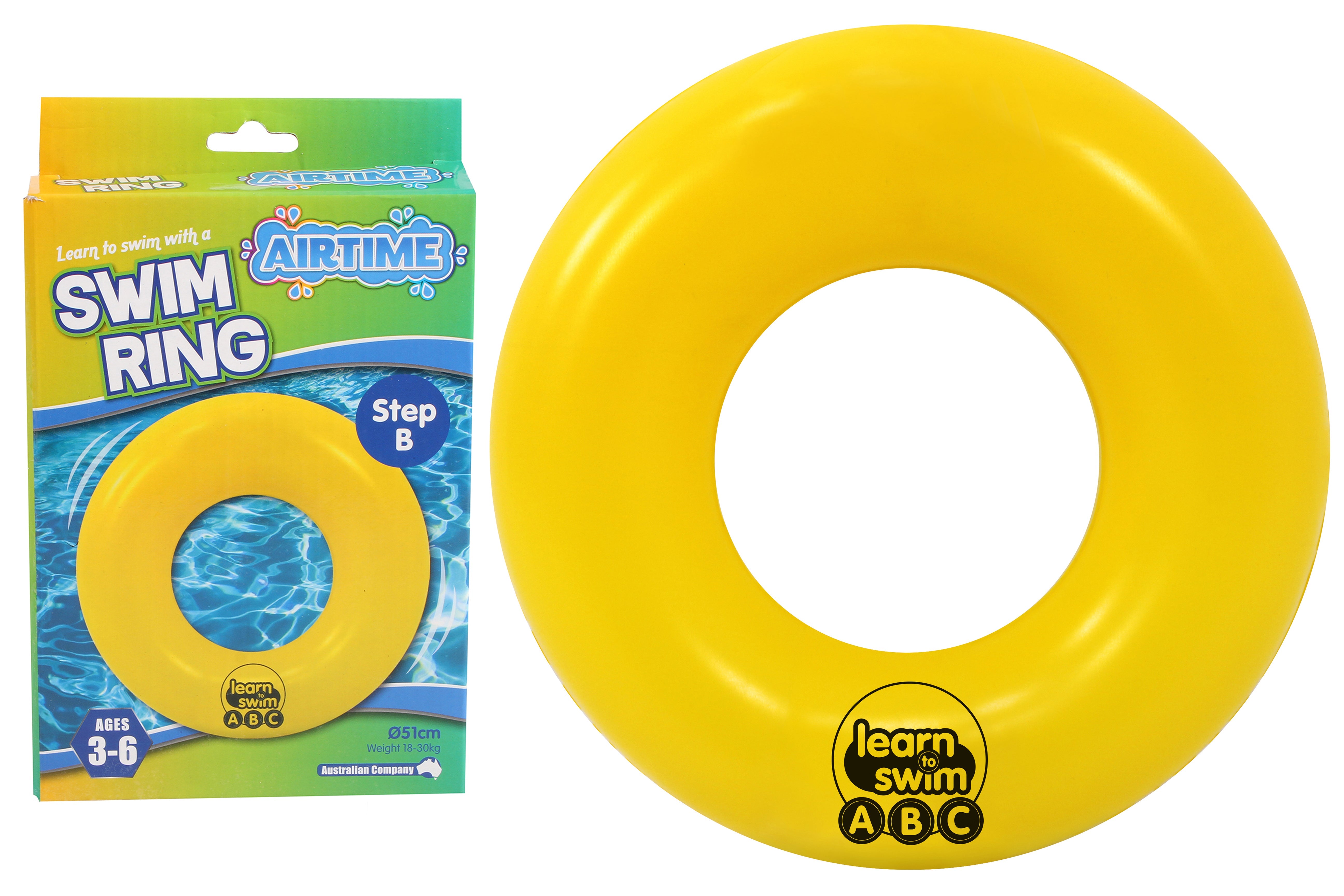 AirTime™ Inflatable Swim Ring STEP B (3-6yrs) Australian Standards, Gives Support Whilst Learning 51cm