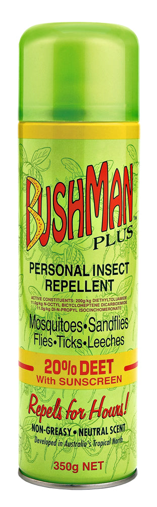 BUSHMAN PLUS AEROSOL 20% DEET WITH SUNSCREEN 350GRM