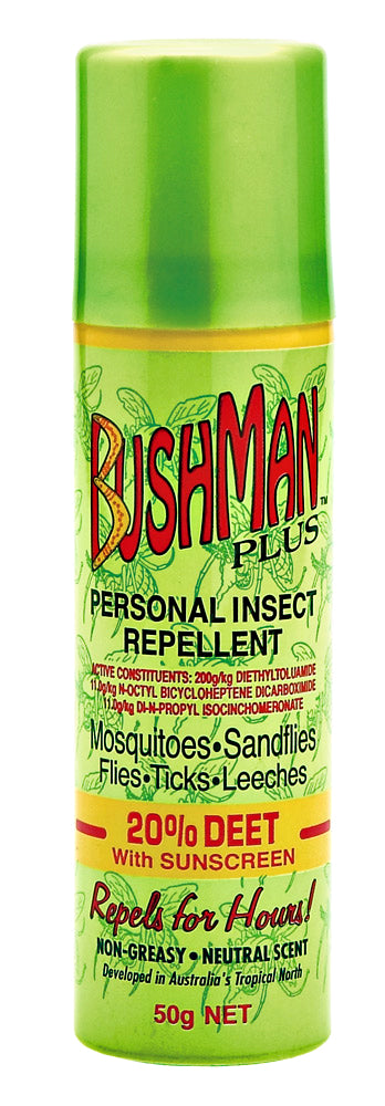 BUSHMAN PLUS AEROSOL 20% DEET WITH SUNSCREEN 50GRM