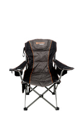 Wildtrak™ DELUXE Yardie Foldable Arm Chair with Shoulder Strap, Built-in Cooler Storage, Drink Holder, Wine Glass Holder, Bottle Opener, Adjustable Arm Straps, Large Mesh Storage Pocket, Head Rest Bag Storage, Rated 250kg, Storage Bag with Shoulder Strap