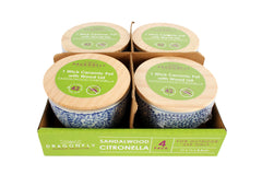 Sandalwood Citronella Candle in Ceramic Bowl with Bamboo Lid 250g