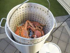 40L ALUMINIUM STOCKPOT WITH BASKET, HANDLES, LID AND STRAINER