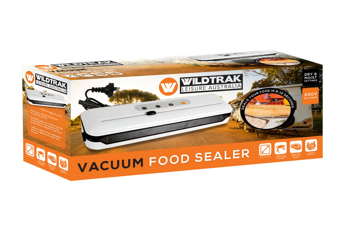 240V Vacuum Food Sealer, 220-240VAC, 110W 60kPa, Wet or Dry Options, Silicon Contact Bar, Built-in Bag/Roll Cutter